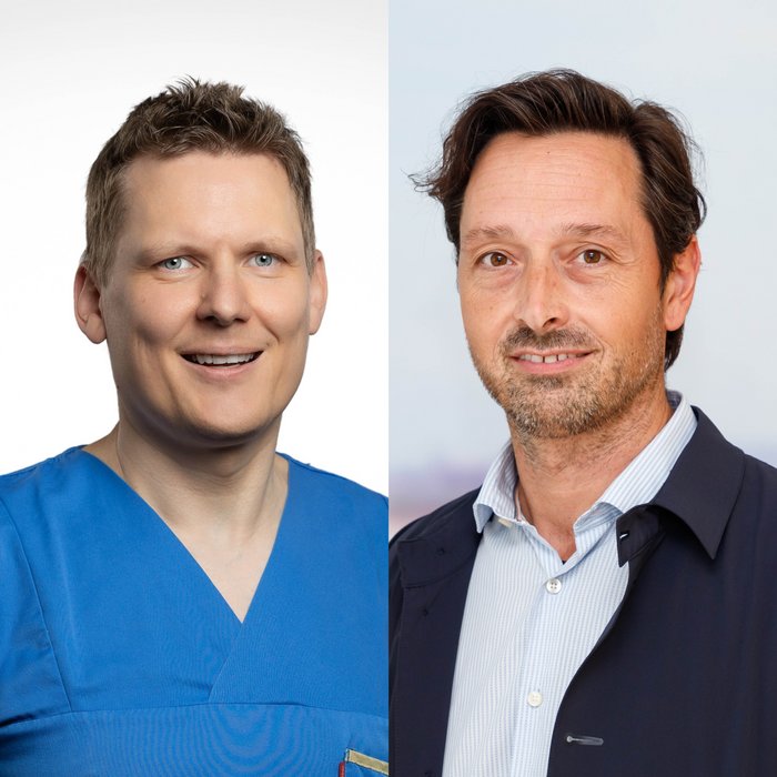OA. Dr. Alexander Kupferthaler EBIR, Leiter des Zentrums für interventionelle Radiologie und Prim. Dr. Josef Dierneder MBA, Leiter der Nuklearmedizinischen Abteilung am Ordensklinikum Linz