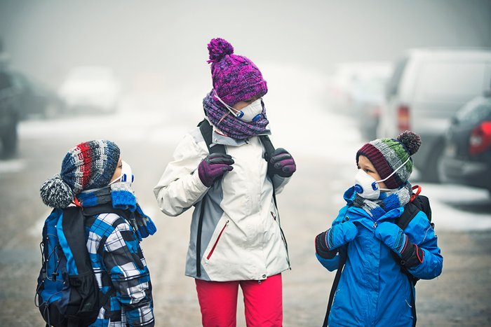 Kinder am Schulweg mit Rußpartikelfilter